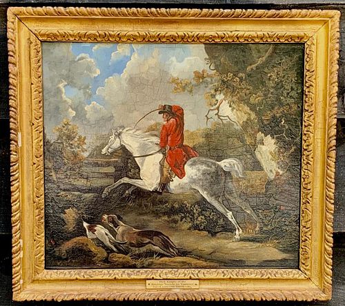 FOX HUNTING LANDSCAPE OIL PAINTING