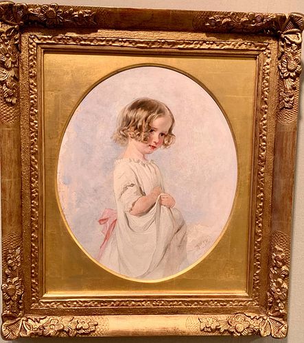 PORTRAIT OF A BLOND HAIRED YOUNG GIRL OIL PAINTING