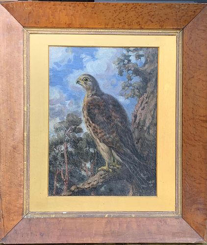 PORTRAIT OF A FALCON HUNTING A BIRD OIL PAINTING