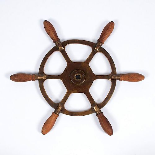 Six Spoke Brass Ship's Wheel
