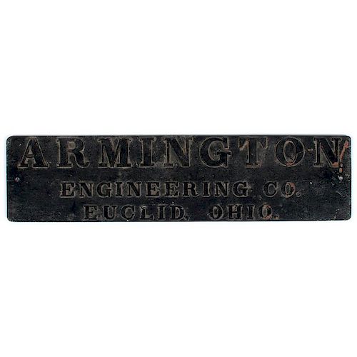 Armington Engineering Co. Builders Plate