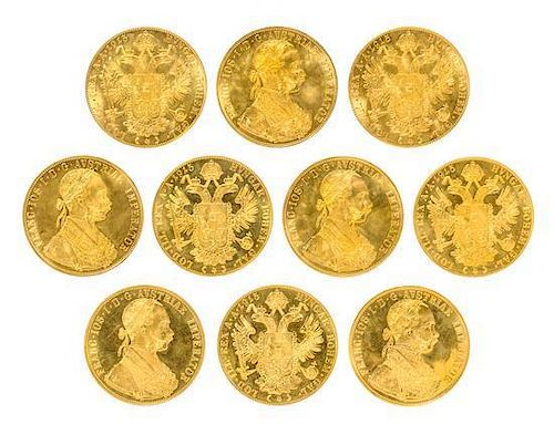 A Group of Ten Austro-Hungarian 1915 4-Ducat Gold Coins