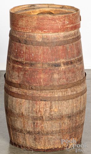 Painted lidded barrel, 19th c.