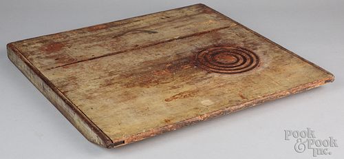 Pennsylvania painted pine dough board, 19th c.