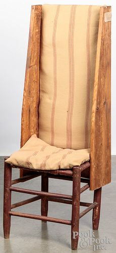 Primitive make-do fireside wing chair, 19th c.