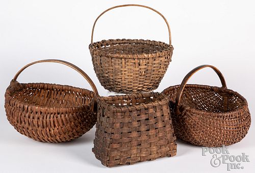 Four splint gathering baskets, 19th c.