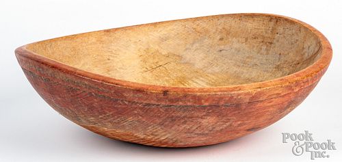 Turned and painted wood bowl, 19th c.