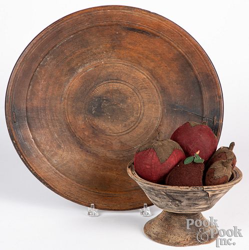 Two turned pieces of woodenware, 19th c.