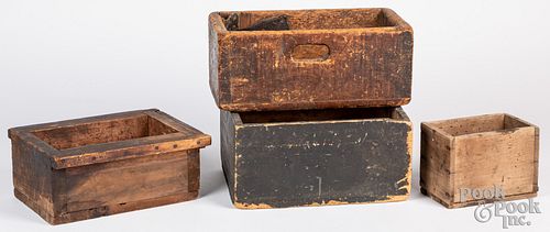 Four miscellaneous pine boxes, 19th c.
