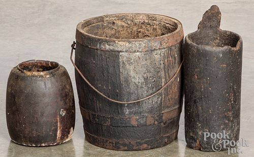 Three wooden containers, 19th c.