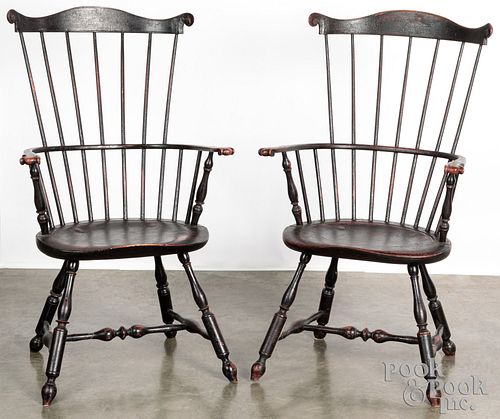 Pair of Joe Deluca contemporary Windsor chairs