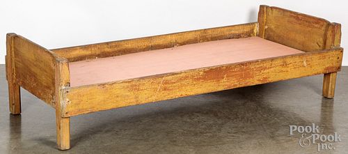 Painted pine hired man's bed, 19th c.