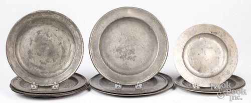 Eleven pewter plates, 19th and 20th c.