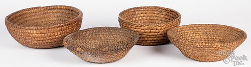 Four rye straw baskets, 19th c.