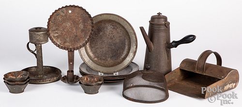 Group of tinware, 19th c.