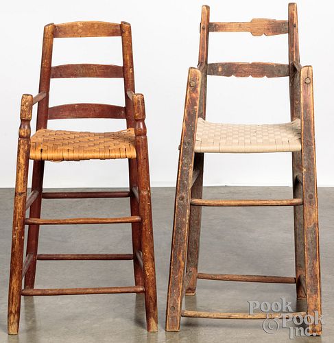 Two early painted children's highchairs