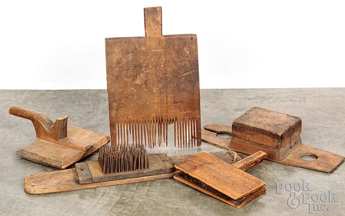 Group of textile/weaving related tools, 19th c.