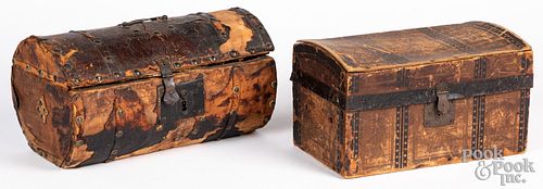 Leather covered document box, early 19th c.