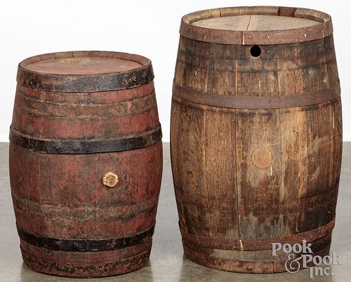 Two staved barrels, 19th c.