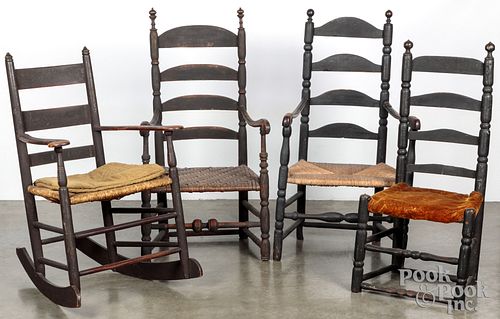 Four New England painted chairs, 18th/19th c.