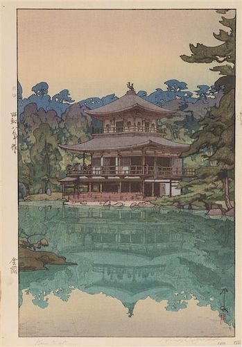 * Hiroshi Yoshida, (1876-1950), Country Holiday, Maruyama Park in Kyoto, Kinkaku from the series Kansai District, each dated Sho