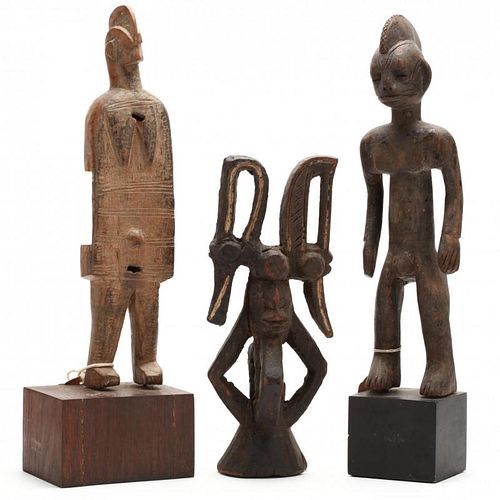 Three West African Figural Wood Carvings