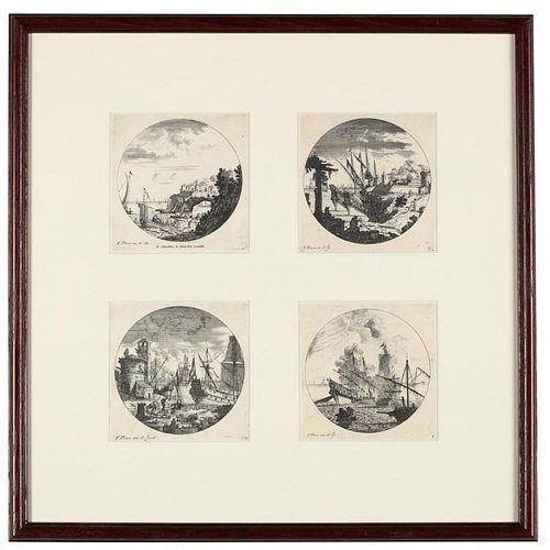 Francis Place (British, 1647-1728), Four Framed Views of Seaports