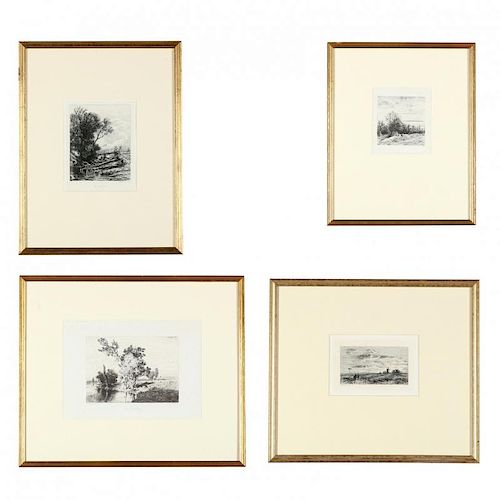 Group of (4) 19th-Century French and English Landscapes - Creswick and Jacque