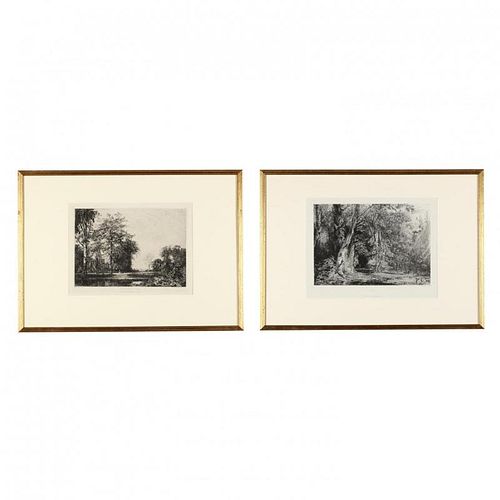 Pair of 19th-Century French Landscapes - Lalanne and Huet