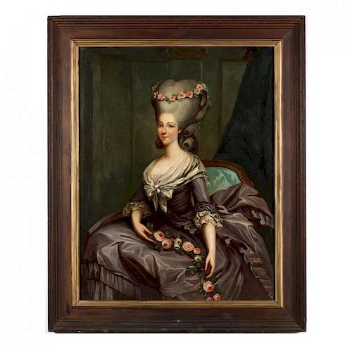 Large Vintage Portrait of an 18th century Courtesan