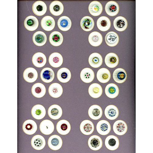 A Card of Div. 1 & 3 Assorted Paperweight Glass Buttons