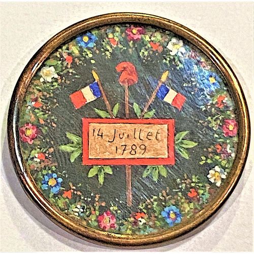 A RARE 18th C. Hand Painted Under Glass Button