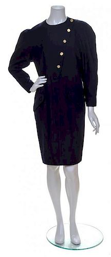 A Chanel Navy Wool Dress, Size 40.