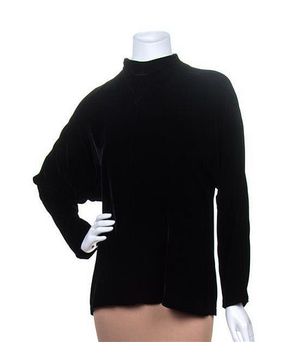 * An Yves Saint Laurent Black Velvet Tunic, Size 38.