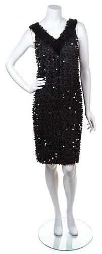 A Malcolm Starr Black Silk Paillette Cocktail Dress,