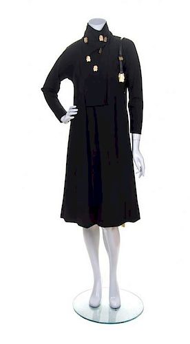 Pauline Trigere Black Wool Dress,