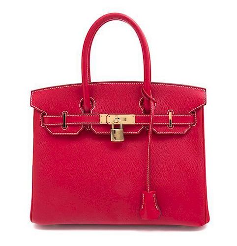 An Hermes Rouge Casaque Bicolor Candy Epsom 30cm Birkin Handbag, 12" x 8.5" x 6".