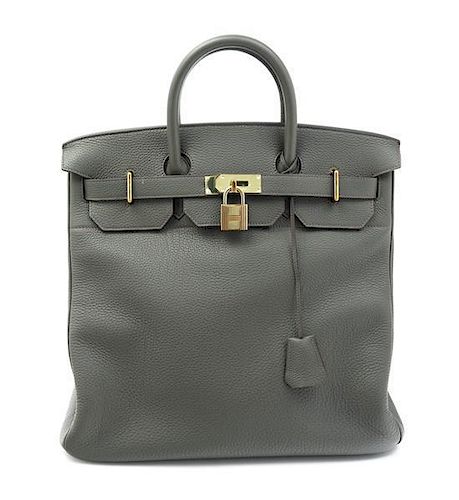 An Hermes Olive Green Togo 40cm HAC Birkin Bag, 16" x 14" x 9.5".