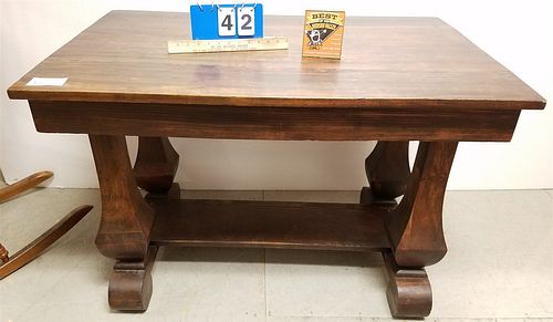 C.1915 MAGH. LIBRARY TABLE 28.75"H X42".25 W X28.25"D
