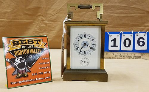 FRENCH CARRIAGE CLOCK 5 1/2"H X 4"W X 3 1/2"D WORKS