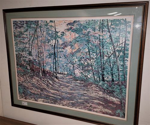 FRAMED LITHO "THE PATH TO SWEET WATER" PENCIL SGND R. BYRAM 34" X 46"