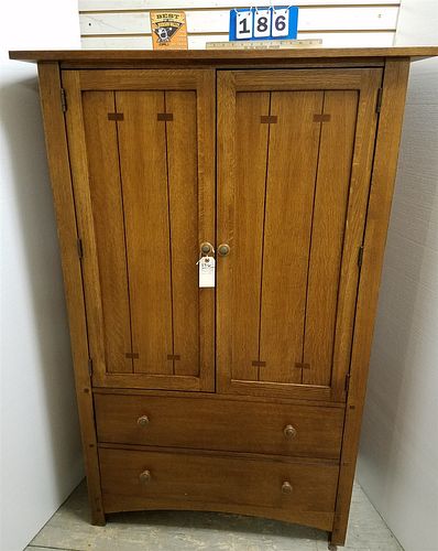 IMPRESSIONS BY THOMASVILLE MISSION STYLE OAK 2 DOOR OVER 2 DRAWER CABINET 64 1/4"H X 42"W X 19"D