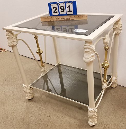 STERL AND BRASS 2 TIER STAND 23"H X 24"W X 18"D