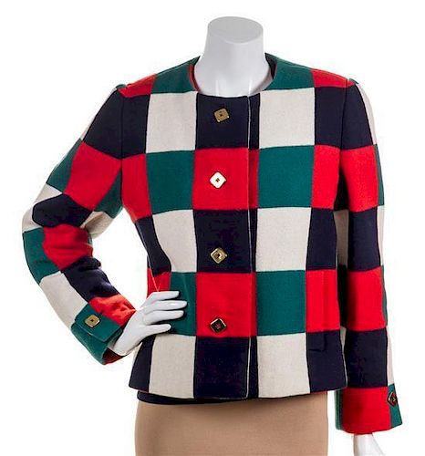 A Bill Blass Colorblock Wool Jacket, Size 10.
