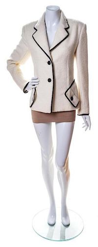 A Bill Blass Cream Wool Jacket, Size 10.