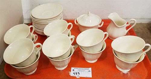 TRAY 26PC WEDGEWOOD "QUEEN PLAIN CUPS AND SAUCERS