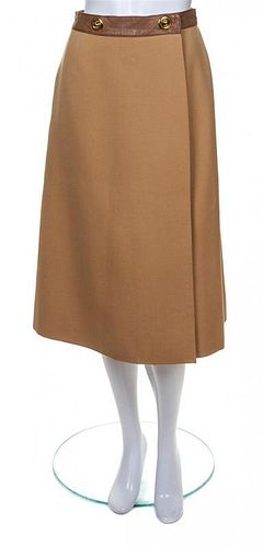 An Hermes Camel Wool Wrap Skirt, Size 40.