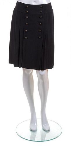 A Chanel Black Wool Pleated Skirt,