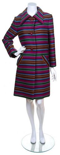 A Geoffrey Beene Multicolor Striped Coat,