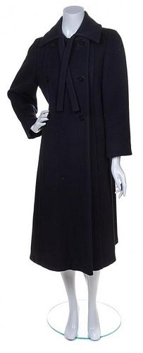 A Pauline Trigere Black Wool Double Breasted Coat,
